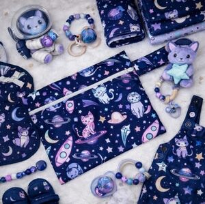 Cute Cat Galaxy Print Wet Bag